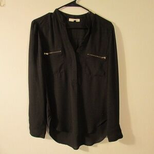 Black Women's Blouse with Zipper Accents